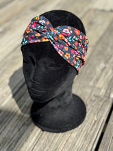Load image into Gallery viewer, Colorful flowers on navy Headband