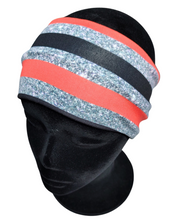 Load image into Gallery viewer, Red, Black, & Glitter Stripes Headband