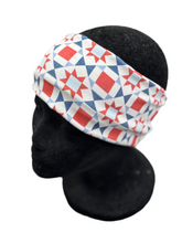 Load image into Gallery viewer, Quilted red, white, and blue Headband