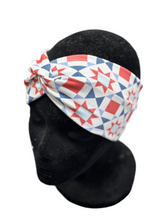 Load image into Gallery viewer, Quilted red, white, and blue Headband