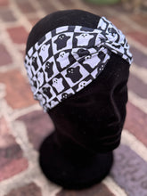 Load image into Gallery viewer, Black and White checkered ghost Headband