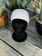 Load image into Gallery viewer, Tan checker w/ Smiley faces headband