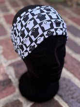 Load image into Gallery viewer, Black and White checkered ghost Headband