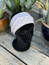 Load image into Gallery viewer, Tan checker w/ Smiley faces headband