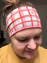 Load image into Gallery viewer, pink plaid with hearts Headband