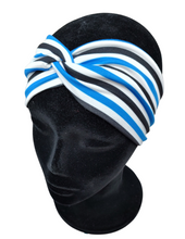 Load image into Gallery viewer, Blue, White&amp; Black Stripes Headband
