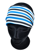 Load image into Gallery viewer, Blue, White&amp; Black Stripes Headband
