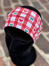 Load image into Gallery viewer, Red Plaid w/ Green and Red bows Headband
