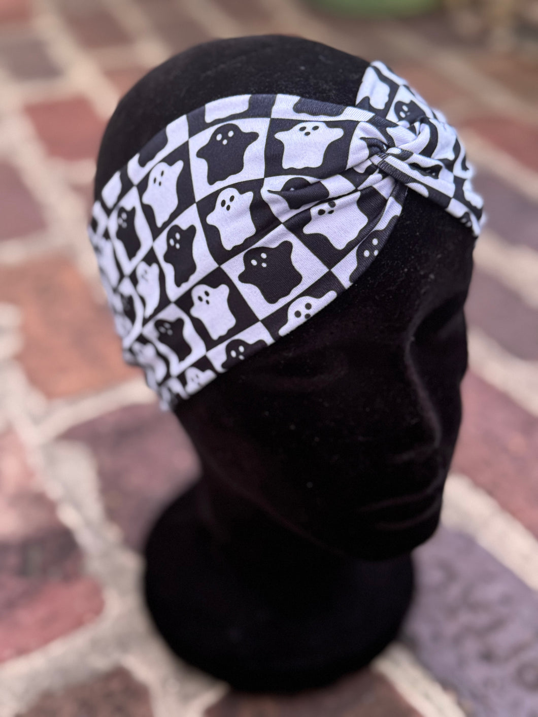 Black and White checkered ghost Headband