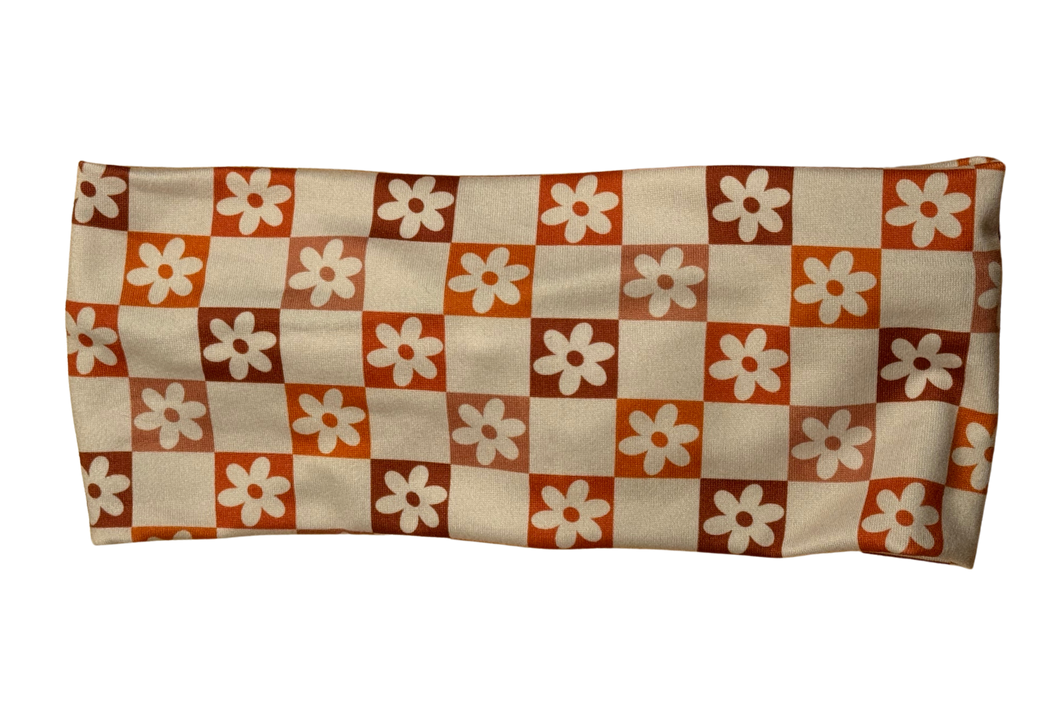 Orange checkered flower,headband