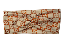 Load image into Gallery viewer, Orange checkered flower,headband
