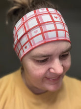 Load image into Gallery viewer, pink plaid with hearts Headband
